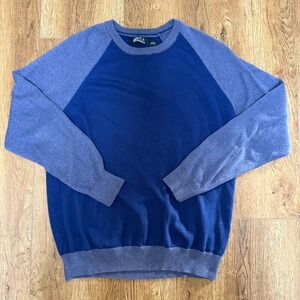 Boca Classics Crew Neck Knit Sweater Blue Raglan Long Sleeve Mens Medium VTG y2k
